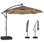 10 ft Cantilever Patio Umbrella with Light, Weight, Offset Hanging Outdoor Umbrella with Protective Cover - Image 12