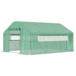 13' x 10' x 6.5' Tunnel Greenhouse Hoop House with Upgraded Galvanized Steel Frame and Large Windows, Green