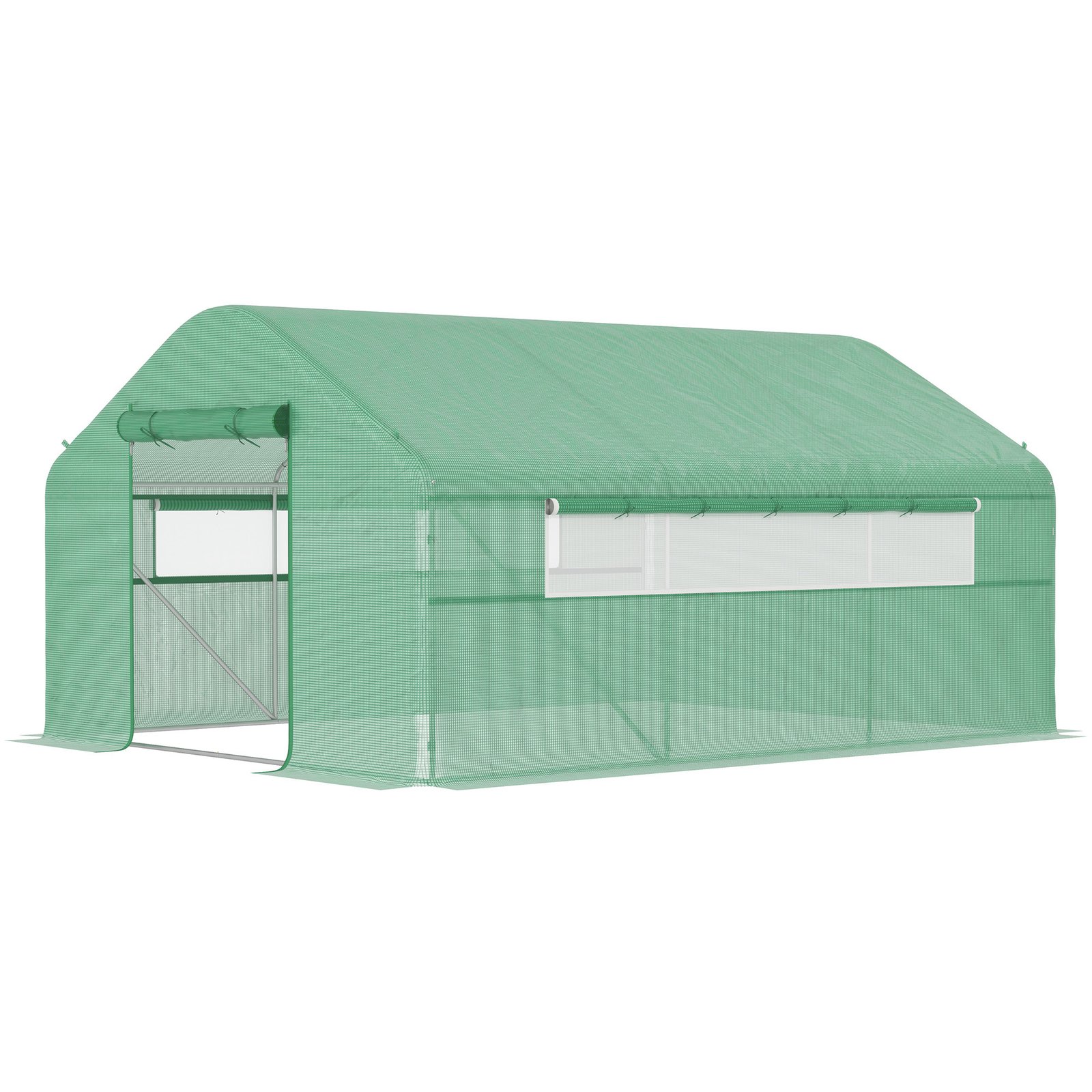 zSAc2519491d22826.jpg 13' x 10' x 6.5' Tunnel Greenhouse Hoop House with Upgraded Galvanized Steel Frame and Large Windows, Green - Image 1