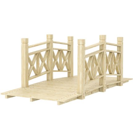 5 ft. Wooden Garden Bridge Footbridge with Backyard Ponds