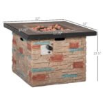 32 Inch Outdoor Propane Gas Fire Pit Table, 50,000 BTU Auto-Ignition Square Faux Ledge Stone Gas Firepit with Lava Rocks and Rain Cover, CSA Certification, Brown - Image 3