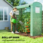 Mini Greenhouse, Portable Greenhouse with Roll-Up Door and 2 Mesh Windows, PE Cover, 78.7" x 29.5" x 74", Green - Image 6