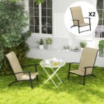 Set of 2 Outdoor Dining Chairs with High Back, Armrests, Folding Patio Chairs for Patio, Lawn, Camping, Beige - Image 8