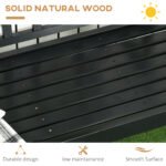 Wooden Patio Bench, Outdoor Garden Bench with Backrest and Armrests, 3 Person Porch Bench with Rustic Country Diamond Pattern, Black - Image 6