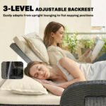 Patio Rattan Daybed, Wicker Outdoor Daybed with Storage Ottoman, Loveseat w/ Adjustable Backrest, Beige - Image 5