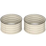 Set of 2 Raised Garden Bed, Metal Planter Box with Safety Edging, Easy-to-assemble Stock Tank, Cream