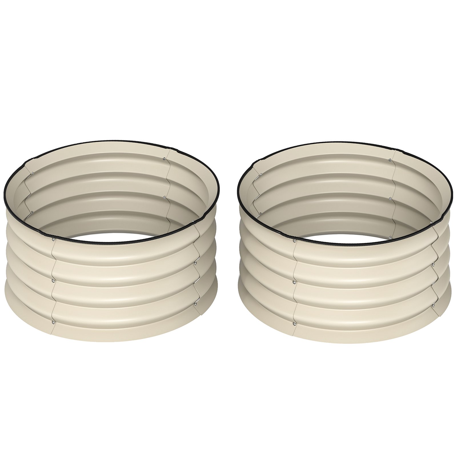 zfic6d19d98704d4f.jpg Set of 2 Raised Garden Bed, Metal Planter Box with Safety Edging, Easy-to-assemble Stock Tank, Cream - Image 1