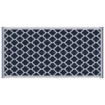 Reversible Outdoor Rug, 9' x 18' Waterproof Plastic Straw Floor Mat, Portable RV Camping Carpet, Large Floor Mat for Backyard, Deck, Picnic, Beach, Blue & White