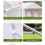 11.5' x 10' x 6.5' Outdoor Walk-in Greenhouse, Tunnel Green House with Roll-up Windows, Zippered Door, PE Cover, Heavy Duty Steel Frame, White - Image 6