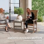 2 Pieces Outdoor Rocking Chairs, HDPE Patio Rockers with 28" High Back, Wide Armrests for Porch Backyard, Brown - Image 4