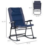 2 Piece Outdoor Patio Furniture Set with 2 Folding Padded Rocking Chairs, Bistro Style for Porch, Camping, Balcony, Navy Blue - Image 3