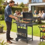 2 Burner Propane Gas Grill, 18000 BTU BBQ Grill with Wheels, Warming Rack, Shelf, Thermometer, Grease Cup, Black - Image 2