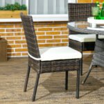 4 PE Rattan Outdoor Dining Chairs with Cushions, Patio Wicker Dining Chairs with Backrest, Brown - Image 7