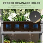 Elevated Wood Planter with Trellis for Climbing Plants, Raised Garden Bed with Legs and Drainage Holes, Gray - Image 6