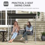 2-Seater Outdoor Porch Swing with Canopy and Table, Patio Swing Chair for Garden, Poolside, Backyard, Gray - Image 7
