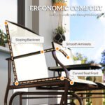 Outdoor Glider Bench with Center Table, Metal Frame Patio Loveseat with Breathable Mesh Fabric and Armrests for Backyard Garden Porch, Beige - Image 8