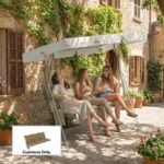 Bench Cushion Non-Slip Outdoor Swing Cushion w/Backrest Side Pocket for 3 Seater Patio Furniture Beige - Image 2