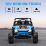 12V Ride On Truck, Battery Powered Electric Car for Kids w/ Remote Control, 4-Wheel Suspension & LED Lights - Image 4