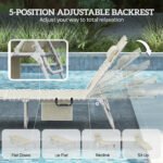 Tanning Chair with Face Hole and Side Table, 5-Position Folding Outdoor Chaise Lounge Chair, Beige - Image 6