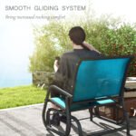 2 Pieces Outdoor Glider Chair, Steel Swing Chai with Curved Armrests for Porch, Garden, Poolside, Balcony, Blue - Image 4