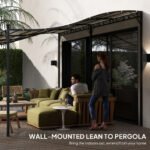 10' x 16' Wall-Mounted Outdoor Pergola Canopy, Metal Patio Canopy with Drainage Holes for Backyard Garden - Image 6