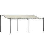 10' x 20' Wall-Mounted Outdoor Pergola Canopy, Metal Patio Canopy with Drainage Holes for Backyard Garden