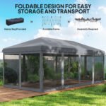 10' x 20' Pop Up Canopy Tent with Netting, Heavy Duty Instant Sun Shelter, Large Tents for Parties with Carry Bag for Outdoor, Garden, Patio - Image 5