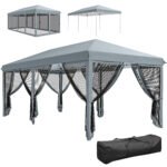 10' x 20' Pop Up Canopy Tent with Netting, Heavy Duty Instant Sun Shelter, Large Tents for Parties with Carry Bag for Outdoor, Garden, Patio