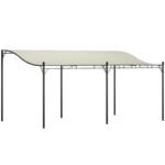 10' x 16' Wall-Mounted Outdoor Pergola Canopy, Metal Patio Canopy with Drainage Holes for Backyard Garden