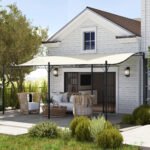 10' x 16' Wall-Mounted Outdoor Pergola Canopy, Metal Patio Canopy with Drainage Holes for Backyard Garden - Image 2