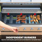 6 Burner Propane Gas Grill with Side Burner, Barbecue Grill with Cast Iron Grates, Wheels, Side Tables, Cabinet - Image 5