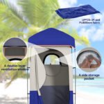 Camping Shower Tent, Portable Privacy Shelter with Solar Shower Bag, Removable Floor and Carrying Bag, Blue - Image 7