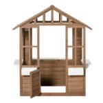 Kids Wooden Playhouse, Outdoor Garden Games Cottage with Flowers Pot Holder, Working Door, Windows, Brown - Image 18