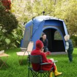 3 Person Pop Up Camping Tent Quick Setup Automatic Hydraulic Family Travel Tent w/ Windows Doors Carry Bag, Blue - Image 2