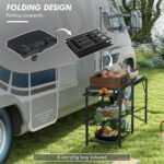 Folding Camp Kitchen, Camping Table Cooking Station with Adjustable Lamp Stand - Image 4