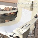 Folding Rocking Camping Chairs with Headrests, Cooler Bags and Cup Holders, 2-Pack, Cream White - Image 5
