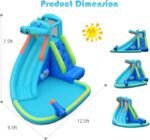Hippo Inflatable Water Slide Park with 740W Blower, Climbing Wall, Water Cannon and Splash Pool - Image 3