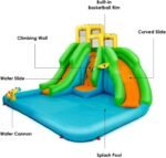 13 x 12 Ft Inflatable Double Water Slide Park with 480W Blower, Climbing Wall, Water Cannon, Basketball Hoop and Splash Pool - Image 5