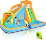 13 x 10 Ft Inflatable 5-in-1 Water Slide Park with 480W Blower, Climbing Wall, Elephant Sprayer and Splash Pool