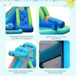 Hippo Inflatable Water Slide Park with 740W Blower, Climbing Wall, Water Cannon and Splash Pool - Image 5