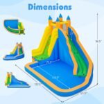 Inflatable Water Slide Park with 550W Blower, Climbing Wall and Splash Pool for Kids Ages 3–12 - Image 3