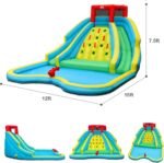 15 x 12 Ft Inflatable Double Water Slide Park with 735W Blower, Climbing Wall, Water Cannon and Splash Pool - Image 2
