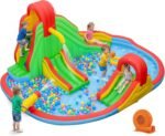16 x 14 Ft Inflatable Water Slide Park with GFCI 550W Blower, Dual Slides, Climbing Walls and Splash Pool
