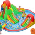 16 x 14 Ft Inflatable Water Slide Park with GFCI 550W Blower, Dual Slides, Climbing Walls and Splash Pool