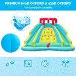15 x 12 Ft Inflatable Double Water Slide Park with 735W Blower, Climbing Wall, Water Cannon and Splash Pool - Image 4