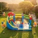 6-in-1 Inflatable Water Slide with Splash Pool, Slide, Climbing Wall, Water Cannon, Inflatable Bounce House for Kids with 2 Min. Inflation and Air Blower - Image 10