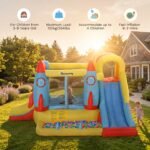 Kids Bounce House, 4-in-1 Rocket Inflatable Water Slide Jumping Castle with 2 Slides, Climbing Wall, Trampoline, & Water Pool Area, Air Blower - Image 10