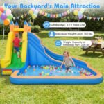 Inflatable Water Slide Park with 550W Blower, Climbing Wall and Splash Pool for Kids Ages 3–12 - Image 7