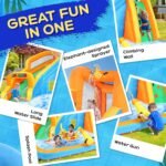 13 x 10 Ft Inflatable 5-in-1 Water Slide Park with 480W Blower, Climbing Wall, Elephant Sprayer and Splash Pool - Image 4
