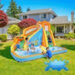 13 x 10 Ft Inflatable 5-in-1 Water Slide Park with 480W Blower, Climbing Wall, Elephant Sprayer and Splash Pool - Image 6